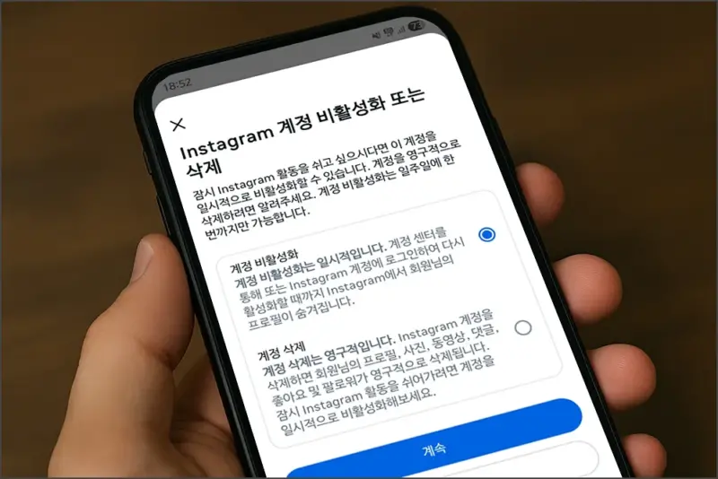 인스타그램 계정 비활성화 방법