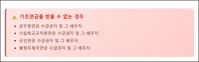 기초연금 받을 수 없는 경우