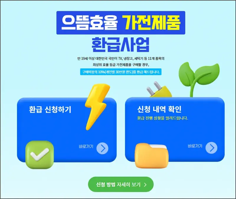 으뜸효율 가전제품 환급사업 공식 홈페이지