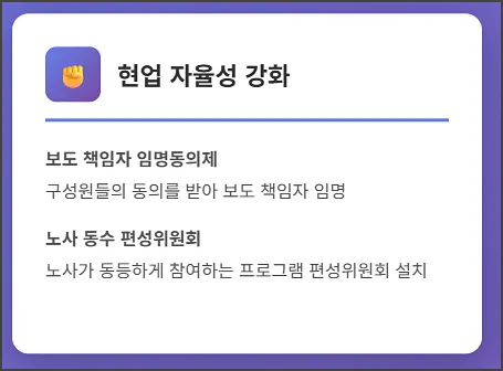 현업 자율성 강화 항목