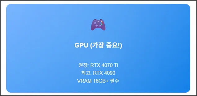 AI PC용 GPU 그래픽카드 사양
