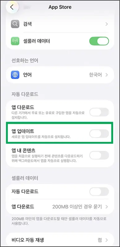 아이폰 카카오톡 자동 업데이트 끄기