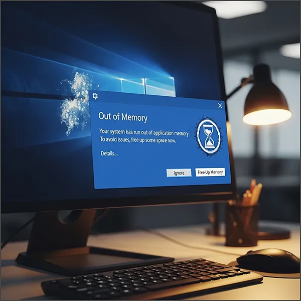 컴퓨터 메모리 부족 메시지 - 섬네일