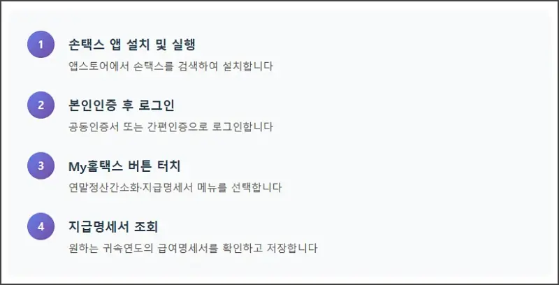 모바일 손택스 조회 방법