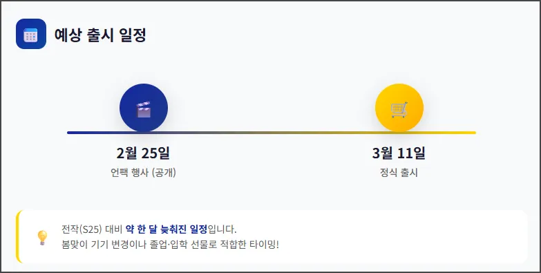 예상 출시 일자