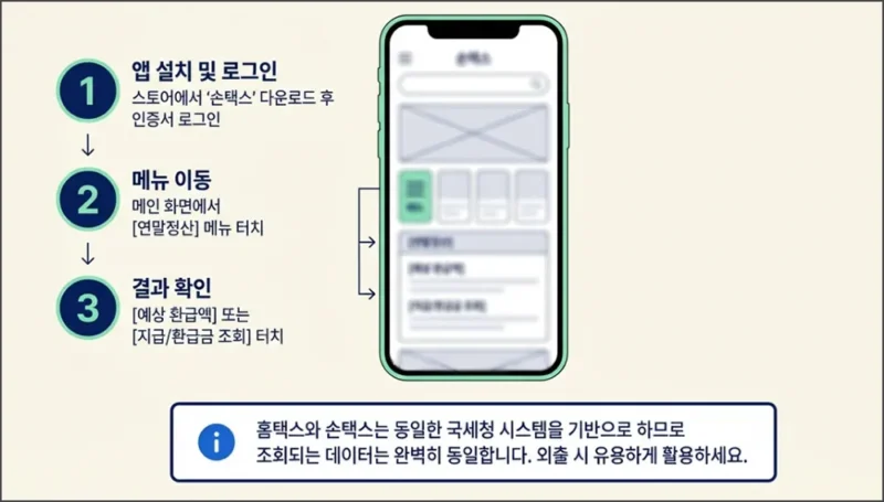 손택스 환급금 조회 방법 모바일