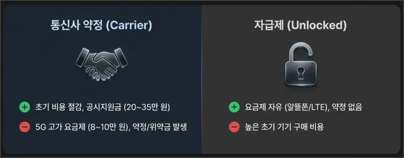 통신사 약정 자급제 비교