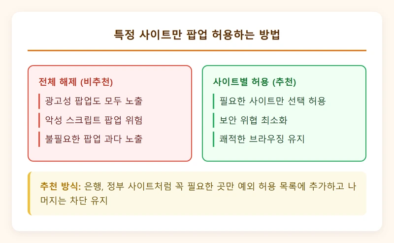 특정 사이트만 팝업 허용하는 방법 인포그래픽