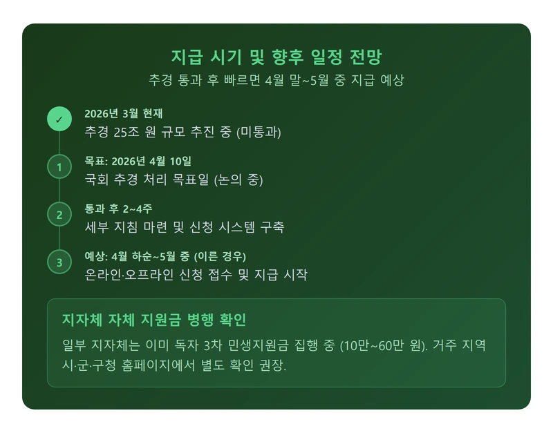 민생지원금 지급 시기 일정 인포그래픽