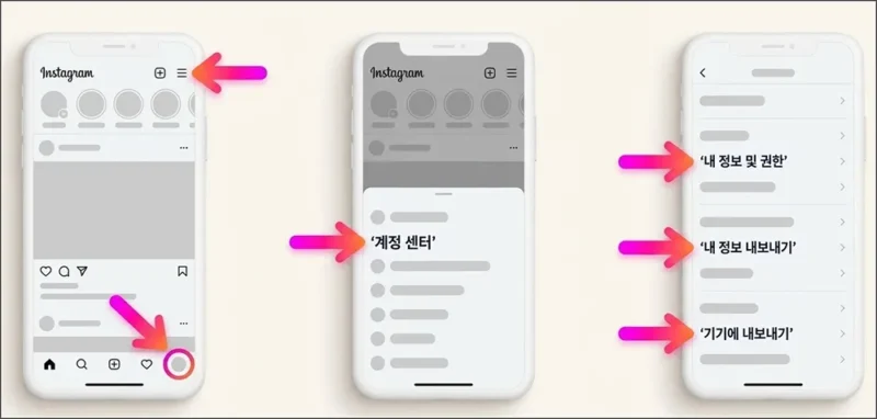 인스타 팔로워 팔로잉 정보 다운로드 방법