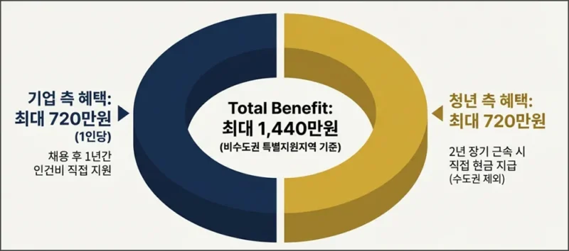 지원 금액 (기업, 청년)