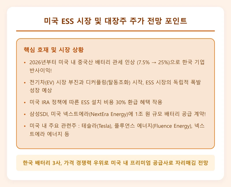미국 ESS 시장 및 대장주 전망 인포그래픽